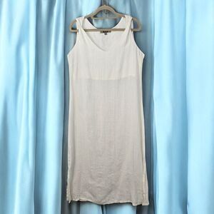 FLAX Dress‎ Womens Large Ivory White Linen Sleeveless Semi Sheer Lagenlook